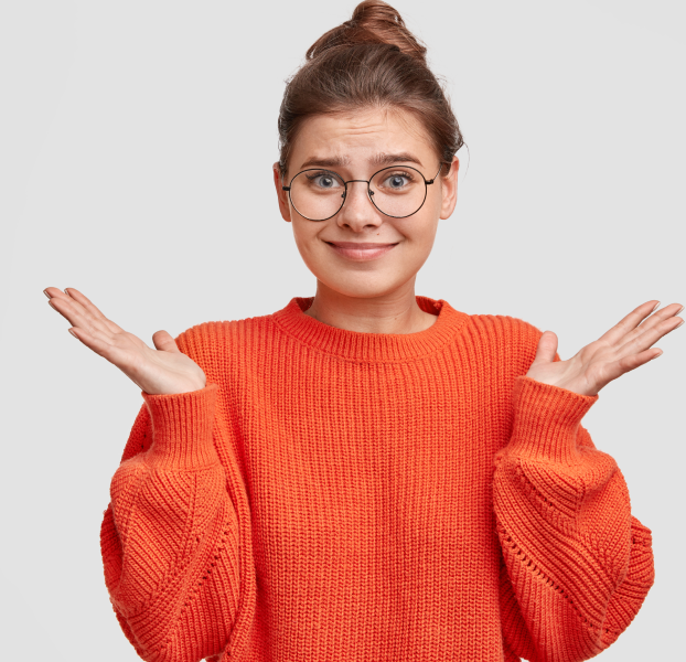 Woman in orange sweater